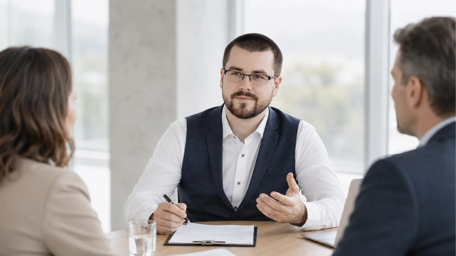 Gespräch am Besprechungstisch